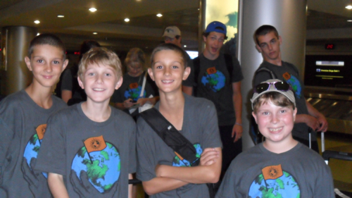 Some of our 11 year old boys at the airport in Costa Rica
